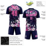 Custom Navy Pink White Soccer Jersey Sublimation Uniform Style 6876 Custom Navy Pink-White Sublimation Soccer Uniform Jersey