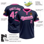 Custom Navy Pink White Unisex Softball Jersey - Two-Button Design Custom Navy Pink-White Two-Button Unisex Softball Jersey