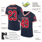 Custom Navy Red Cream Mesh Football Jersey - Authentic Throwback Style Custom Navy Red-Cream Mesh Authentic Throwback Football