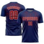 Custom Sublimation Soccer Uniform Jersey in Navy Red-Cream Custom Navy Red-Cream Sublimation Soccer Uniform Jersey