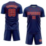 Custom Sublimation Soccer Uniform Jersey in Navy Red-Cream Custom Navy Red-Cream Sublimation Soccer Uniform Jersey