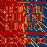 Custom Navy Red Gold 3D Pattern Bomber Varsity Letterman Jacket Full-Snap Custom Navy Red-Gold 3D Pattern Design Bomber Full-Snap