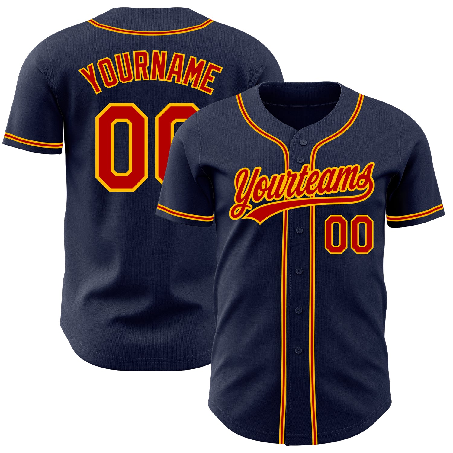 Custom Authentic Baseball Jersey Red and Gold Navy Style 8221 Custom Navy Red-Gold Authentic Baseball Jersey Style 8221