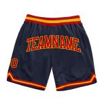 Authentic Custom Throwback Basketball Shorts - Navy Red Gold Design Custom Navy Red-Gold Authentic Throwback Basketball Shorts