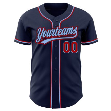 Custom Authentic Baseball Jersey in Navy and Red-Light Blue Colors Custom Navy Red-Light Blue Authentic Baseball Jersey