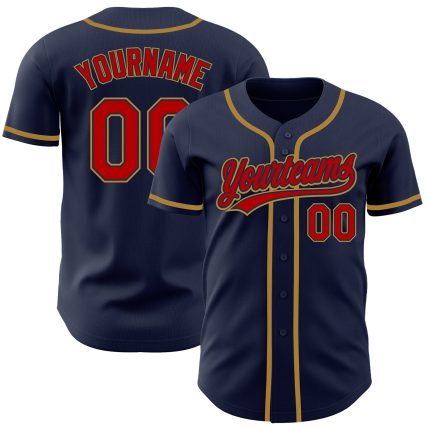 Custom Navy Red Gold Baseball Jersey - Authentic Design for Fans Custom Navy Red-Old Gold Authentic Baseball Jersey