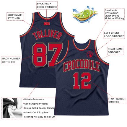 Custom Authentic Basketball Jersey - Navy Red Old Gold Throwback Design Custom Navy Red-Old Gold Authentic Throwback Basketball
