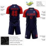 Custom Sublimation Soccer Jersey - Navy Red Uniform for Teams and Players Custom Navy Red Sublimation Soccer Uniform Jersey