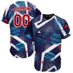 Navy Red-White 3D Pattern Authentic Baseball Jersey - Custom Design Custom Navy Red-White 3D Pattern Design Authentic Baseball