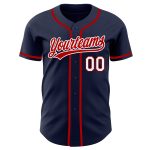 Custom Navy Red White Baseball Jersey - Authentic Style 7416 Custom Navy Red-White Authentic Baseball Jersey Style 7416