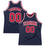 Custom Red White Navy Basketball Jersey Authentic Throwback - Personalized Sports Apparel Custom Navy Red-White Authentic