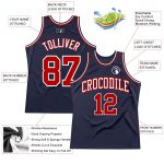 Custom Navy Red-White Authentic Basketball Jersey | Throwback Style 7672 Custom Navy Red-White Authentic Throwback Basketball