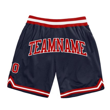 Navy Red-White Custom Authentic Basketball Shorts for Men - Throwback Style Custom Navy Red-White Authentic Throwback Basketball