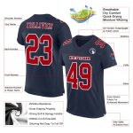 Custom Navy Red White Authentic Football Jersey - Mesh Fabric, Customizable Design Custom Navy Red-White Mesh Authentic Football