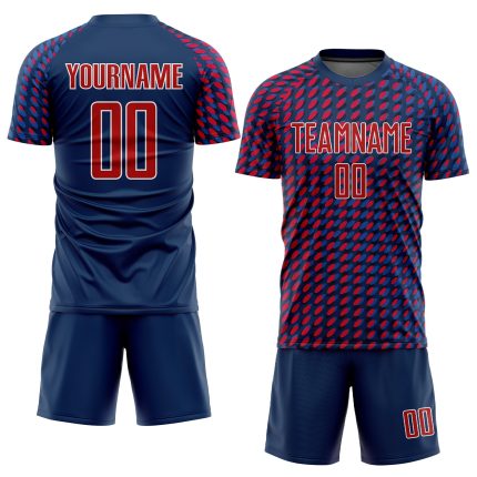 Custom Sublimation Soccer Jersey Red White Navy Style 6525 - Athletic Team Uniform Custom Navy Red-White Sublimation Soccer