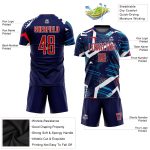 Custom Soccer Jersey Sublimation Navy Red White - Style 8774 Custom Navy Red-White Sublimation Soccer Uniform Jersey Style