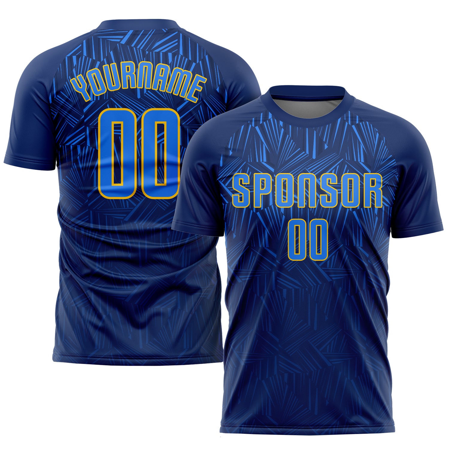 Custom Navy Royal Gold Soccer Jersey Uniform Sublimation Style 8800 Custom Navy Royal-Gold Sublimation Soccer Uniform Jersey