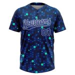 Custom Unisex Softball Jersey in Navy and Royal-Light Blue, Two-Button Design Custom Navy Royal-Light Blue Two-Button Unisex