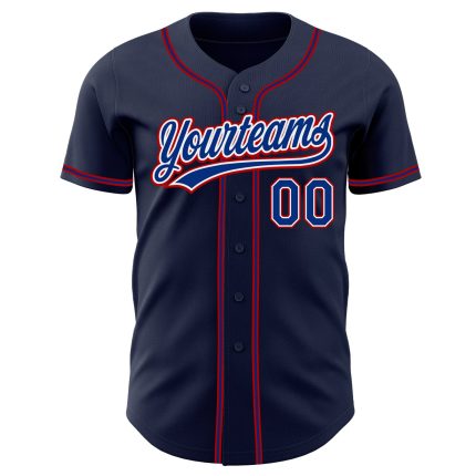Custom Navy and Royal Red Baseball Jersey - Authentic Sports Apparel Custom Navy Royal-Red Authentic Baseball Jersey