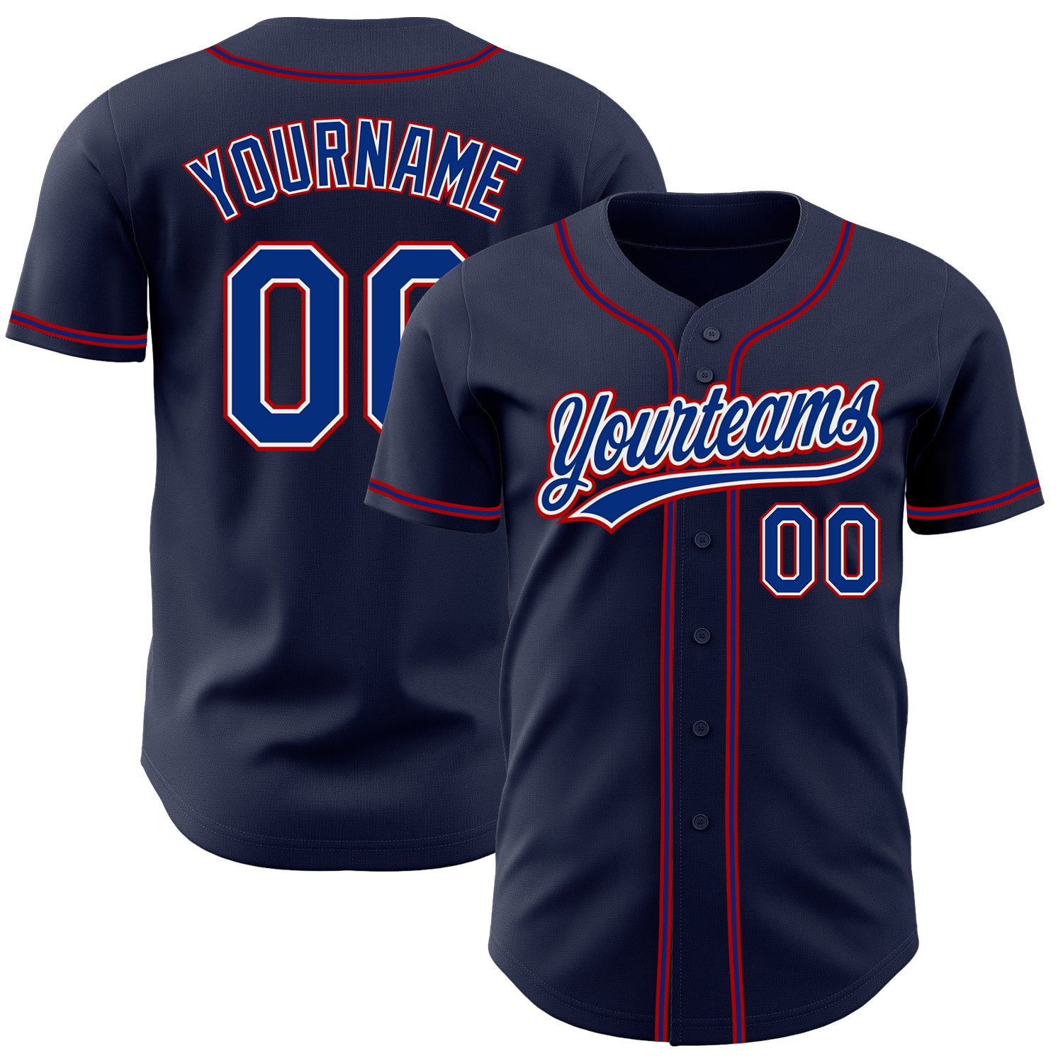 Custom Navy and Royal Red Baseball Jersey - Authentic Sports Apparel Custom Navy Royal-Red Authentic Baseball Jersey