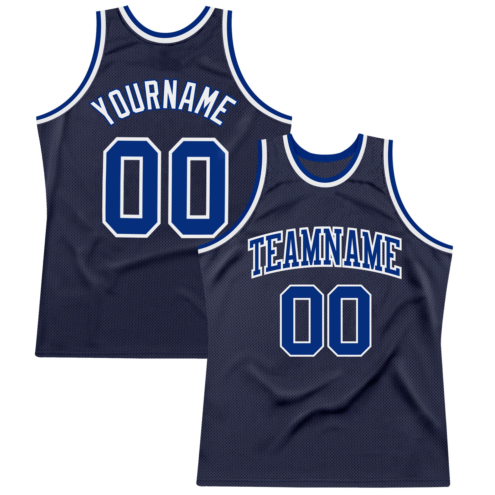 Navy Royal-White Authentic Throwback Basketball Jersey - Custom Design Custom Navy Royal-White Authentic Throwback Basketball