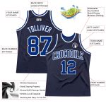 Navy Royal-White Authentic Throwback Basketball Jersey - Custom Design Custom Navy Royal-White Authentic Throwback Basketball