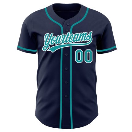 Custom Authentic Baseball Jersey Navy Teal White - Personalized Sports Apparel Custom Navy Teal-White Authentic Baseball