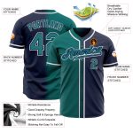 Custom Navy Teal White Authentic Fade Baseball Jersey Fashion Style Custom Navy Teal-White Authentic Fade Fashion Baseball
