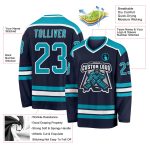 Navy Teal White Custom Hockey Jersey for Men and Women - Personalized Sports Apparel Custom Navy Teal-White Hockey Jersey