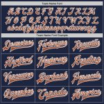 Navy Texas Orange White Two Tone Varsity Letterman Bomber Full-Snap Jacket Custom Navy Texas Orange-White Bomber Full-Snap