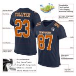 Custom Texas Orange-White Navy Football Jersey - Authentic Mesh Jersey Custom Navy Texas Orange-White Mesh Authentic Football