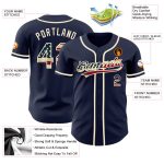 Vintage USA Flag Cream Baseball Jersey - Custom Navy Design Custom Navy Vintage USA Flag-Cream Authentic Baseball Jersey