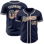 Vintage USA Flag Cream Baseball Jersey - Custom Navy Design Custom Navy Vintage USA Flag-Cream Authentic Baseball Jersey