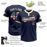 Custom Navy USA Vintage Flag Jersey, Cream Unisex Two-Button Softball Shirt Custom Navy Vintage USA Flag-Cream Two-Button