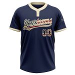Custom Navy USA Vintage Flag Jersey, Cream Unisex Two-Button Softball Shirt Custom Navy Vintage USA Flag-Cream Two-Button
