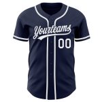 Personalized Authentic Navy White Baseball Jersey Custom Design Custom Navy White Authentic Baseball Jersey