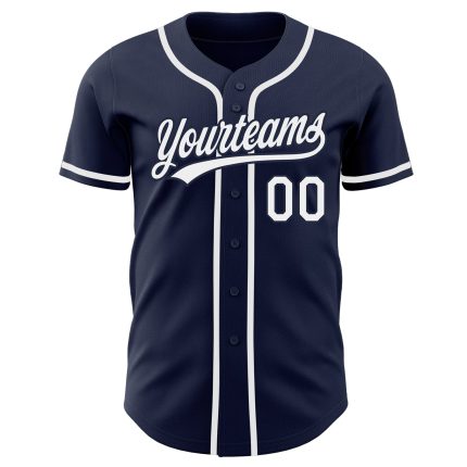 Personalized Authentic Navy White Baseball Jersey Custom Design Custom Navy White Authentic Baseball Jersey