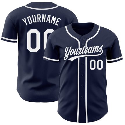 Personalized Authentic Navy White Baseball Jersey Custom Design Custom Navy White Authentic Baseball Jersey