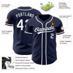 Personalized Authentic Navy White Baseball Jersey Custom Design Custom Navy White Authentic Baseball Jersey