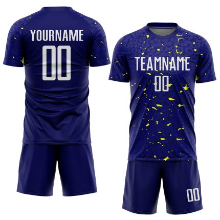Navy White Gold Custom Soccer Uniform Jersey Sublimation for Teams and Players Custom Navy White-Gold Sublimation Soccer