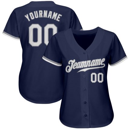 Custom Authentic Baseball Jersey Navy White Gray Style 4790 Custom Navy White-Gray Authentic Baseball Jersey Style 4790