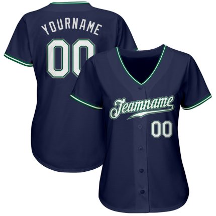 Custom Navy White Kelly Green Authentic Baseball Jersey for Men and Women Custom Navy White-Kelly Green Authentic Baseball
