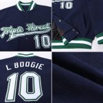 Custom Navy White Kelly Green Gray Bomber Varsity Jacket - Full-Snap Letterman Jacket Custom Navy White Kelly Green-Gray