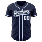 Custom Authentic Baseball Jersey - Navy Blue and White-Light Blue Design Custom Navy White-Light Blue Authentic Baseball