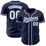 Custom Authentic Baseball Jersey - Navy Blue and White-Light Blue Design Custom Navy White-Light Blue Authentic Baseball
