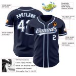 Custom Authentic Baseball Jersey - Navy Blue and White-Light Blue Design Custom Navy White-Light Blue Authentic Baseball