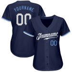 Custom Authentic Baseball Jersey in Navy, White, and Light Blue - Style 7502 Custom Navy White-Light Blue Authentic Baseball