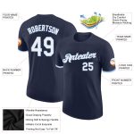 Custom Performance T-Shirt in Navy, White & Light Blue - High-Performance, Comfortable Fit for Active Lifestyle Custom Navy