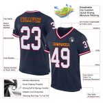 Custom Navy Maroon Mesh Throwback Football Jersey - Authentic Sports Apparel Custom Navy White-Maroon Mesh Authentic Throwback