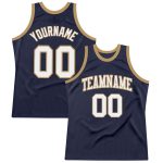 Custom Navy White Old Gold Basketball Jersey - Authentic Throwback Style Custom Navy White-Old Gold Authentic Throwback Basketball
